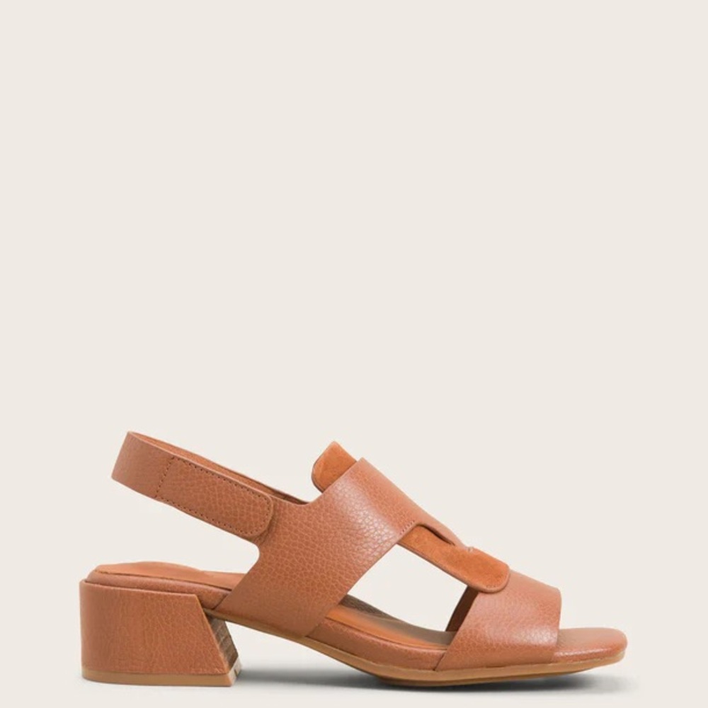 Gentle Souls Park Interlock Conac Suede Leather Sandal Brown, SZ 10 Chunky Heel